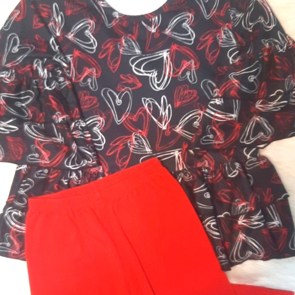 2 Pc Matching Valentines Set - Size 7-8 Ruffle Boutique Set - Color: Red & Black - Picture 5 of 11